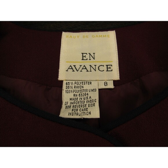 Burgundy Blazer Navy Buttons Womens 8 En Avance Haute De Gamme VTG Shoulder Pads - Picture 8 of 12